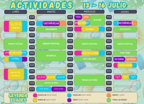 Animación del 13 al 16 de julio