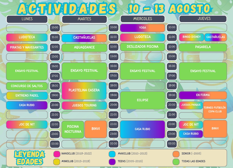 Animació del 10 al 13 de agost